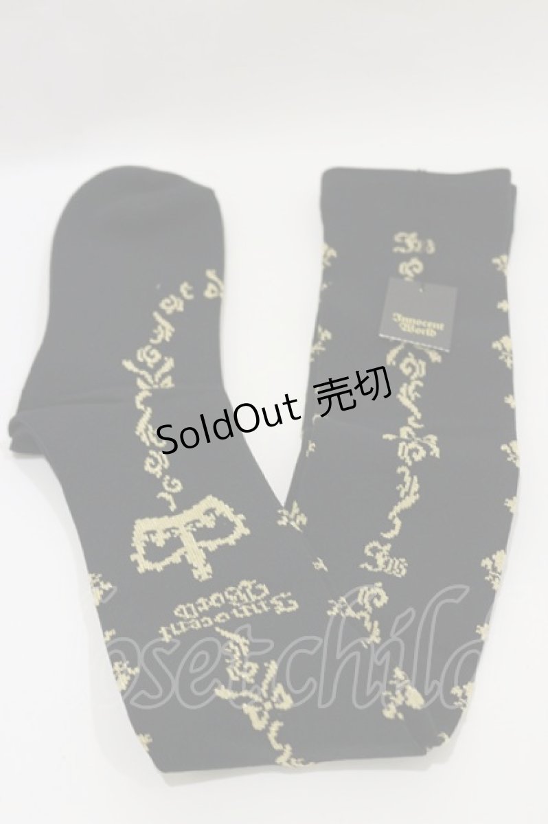 画像1: Innocent World / Union Flag ラメオーバーニー  ブラック/ゴールド H-26-06-14-058-IW-ZA-NS-ZH (1)