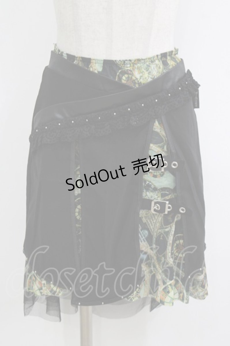 画像1: Ozz Croce / レイヤードプリントスカート  黒 H-26-06-15-045-OO-SK-AK-ZH (1)