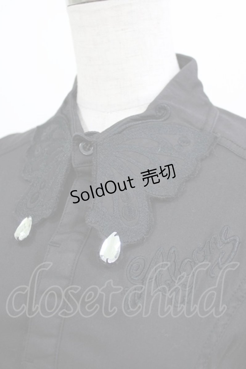画像3: ALGONQUINS / 蝶刺繍パフブラウス F 黒 H-26-06-15-053-AL-BL-AK-ZH (3)