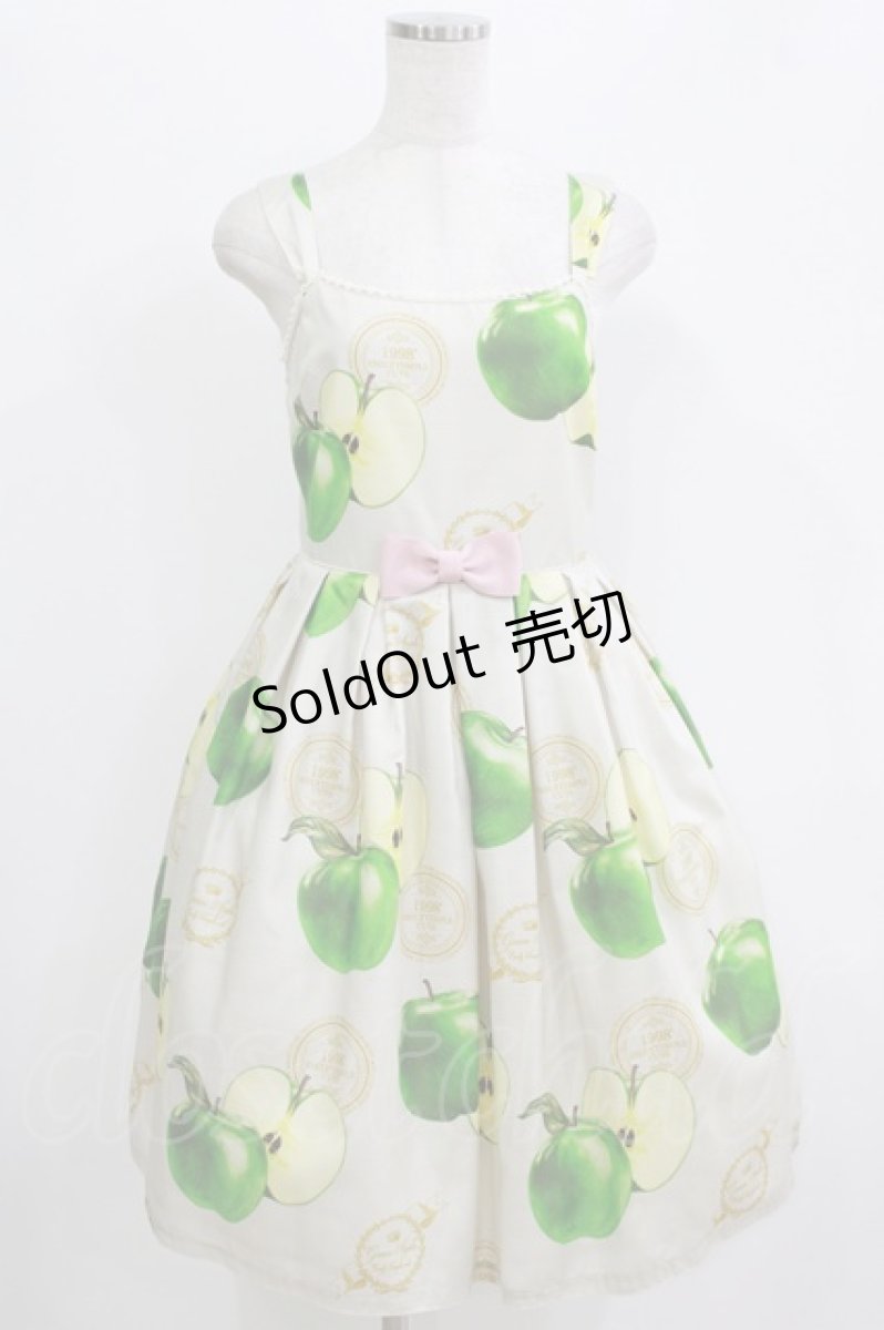画像1: Emily Temple cute / Apple Stampノースリーブワンピース  グリーンアップル H-26-06-15-006-ET-OP-AK-ZH (1)