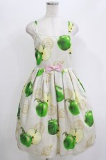 画像1: Emily Temple cute / Apple Stampノースリーブワンピース  グリーンアップル H-26-06-15-006-ET-OP-AK-ZH (1)