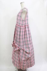 画像2: Jane Marple / French madras drape ribbons dress M ピンク H-26-06-15-011-JM-OP-AK-ZH (2)
