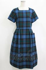 画像1: Jane Marple / ウールタータンのワンピース M ブルー×グリーン H-26-06-15-013-JM-OP-AK-ZH (1)