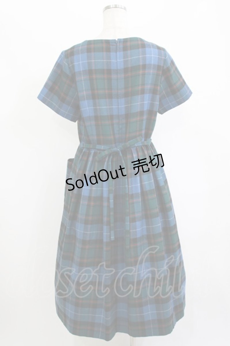 画像3: Jane Marple / ウールタータンのワンピース M ブルー×グリーン H-26-06-15-013-JM-OP-AK-ZH (3)
