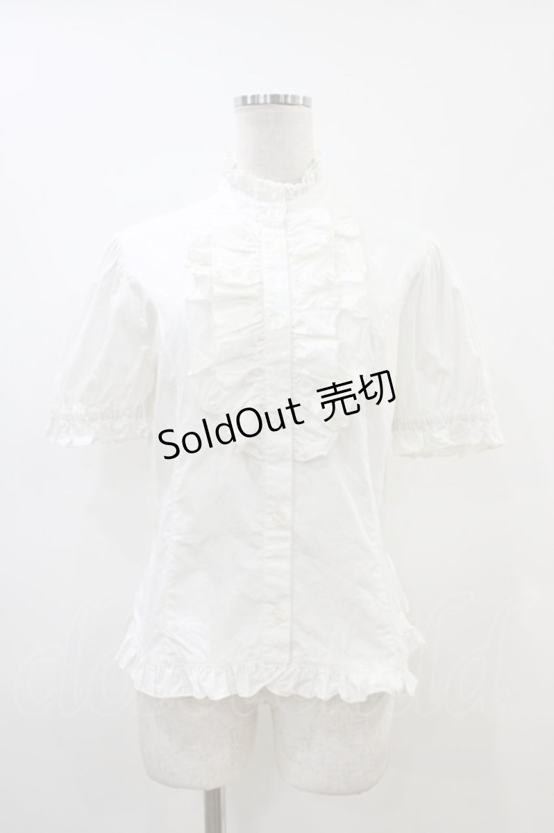 画像1: metamorphose / 半袖フリルブラウス Free オフ H-26-06-16-052-ME-BL-NS-ZH (1)