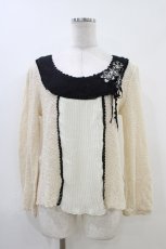 画像1: axes femme / シフォンプリーツトップス M オフ/ブラック H-26-06-16-053-AX-TO-NS-ZH (1)