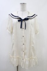 画像1: axes femme / レースラインマリンブラウス M アイボリー/ネイビー H-26-06-16-058-AX-BL-NS-ZH (1)