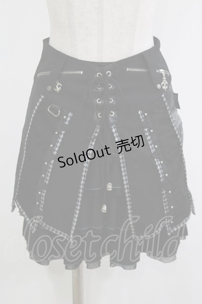 画像1: Ozz Croce / レイヤードZIPスカート  黒 H-26-06-16-1003-OO-SK-AK-ZH (1)