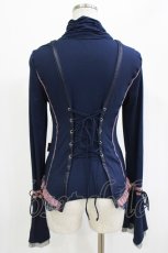 画像2: Ozz Croce / 薔薇刺繍ハイネックトップス  紺 H-26-06-16-1020-OO-TO-AK-ZH (2)