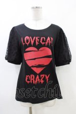 画像1: HELL CAT PUNKS / ハートプリントTシャツ M ブラック H-26-06-16-064-PU-TS-NS-ZH (1)