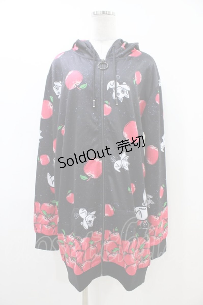 画像1: NieR Clothing / 総柄ZIPパーカー F 黒 H-26-06-17-038-PU-TO-AK-ZT340 (1)