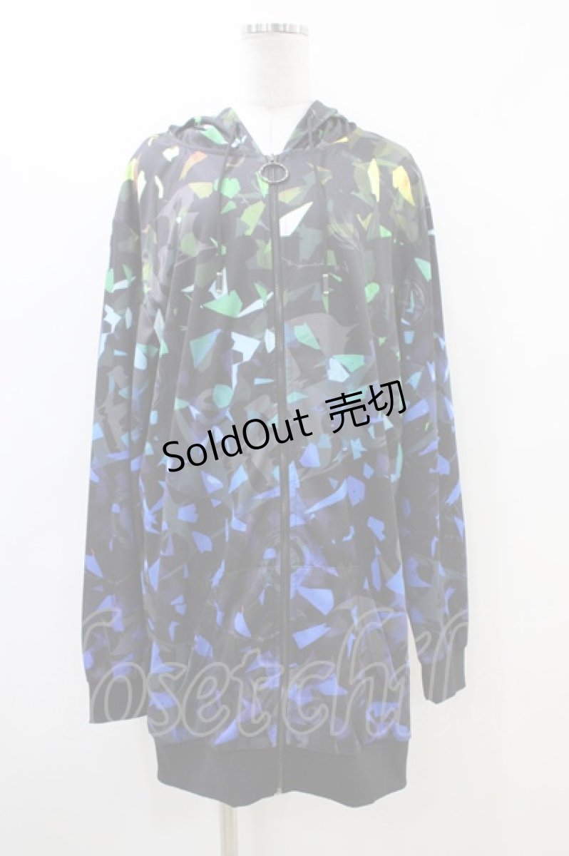 画像1: NieR Clothing / 総柄ZIPパーカー F 黒 H-26-06-17-039-PU-TO-AK-ZT340 (1)