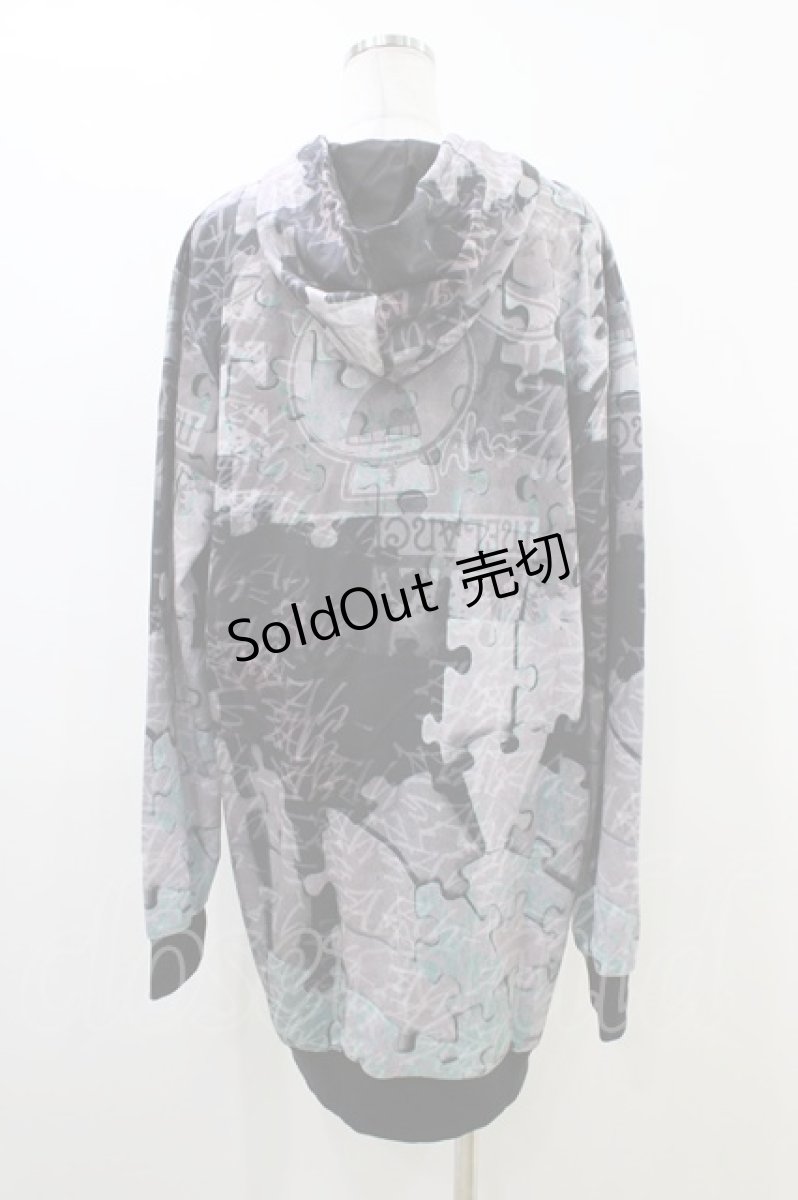 画像2: NieR Clothing / 総柄ZIPパーカー F グレー H-26-06-17-041-PU-TO-AK-ZT299 (2)
