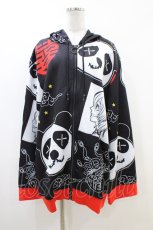 画像1: NieR Clothing / 総柄ZIPパーカー F 黒 H-26-06-17-042-PU-TO-AK-ZH (1)
