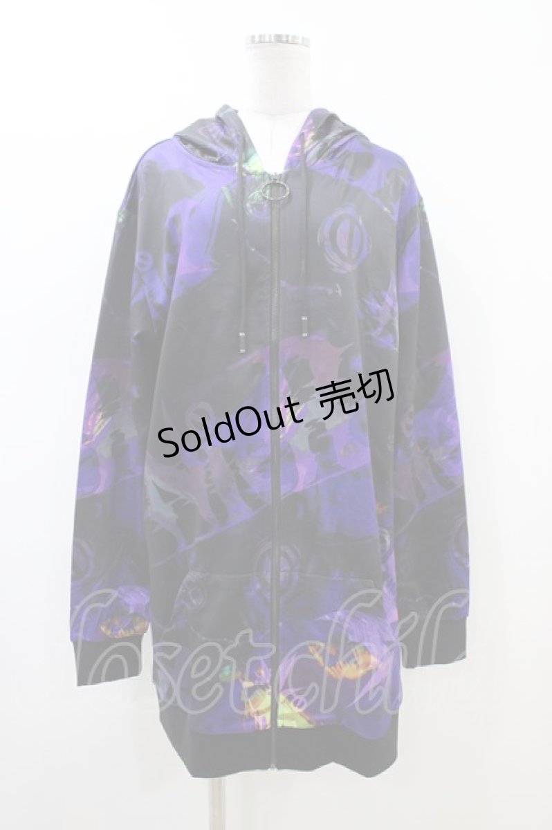画像1: NieR Clothing / 総柄ZIPパーカー F 黒 H-26-06-17-044-PU-TO-AK-ZT340 (1)