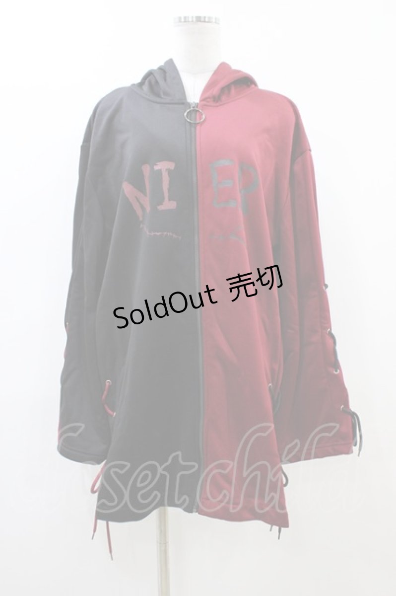 画像1: NieR Clothing / プリントZIPパーカー  黒×赤 H-26-06-17-049-PU-TO-AK-ZH (1)