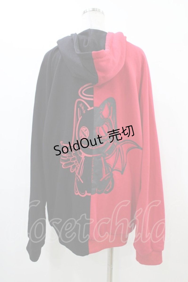 画像2: NieR Clothing / プリントZIPパーカー  黒×赤 H-26-06-17-050-PU-TO-AK-ZH (2)