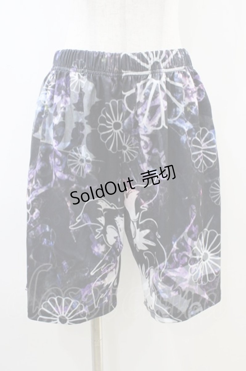 画像1: NieR Clothing / プリントハーフパンツ F 黒 H-26-06-17-006-PU-PA-AK-ZH (1)