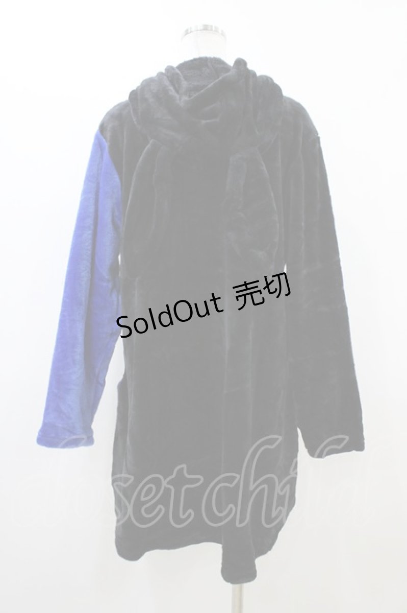 画像2: NieR Clothing / フード付きボタンカーデ  黒×青 H-26-06-17-055-PU-TO-AK-ZH (2)
