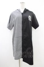 画像1: NieR Clothing / 半袖ZIPパーカー  黒×チェック H-26-06-17-1040-PU-TO-KB-ZH (1)