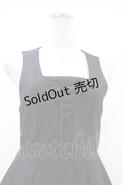 PEACE NOW / レースアップジャンパースカート M 黒 H-26-06-17-1014-PU