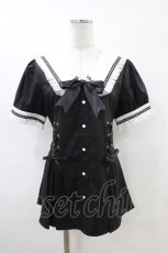 画像1: NieR Clothing / レースアップワンピース F 黒 H-26-06-17-009-PU-OP-AK-ZH (1)