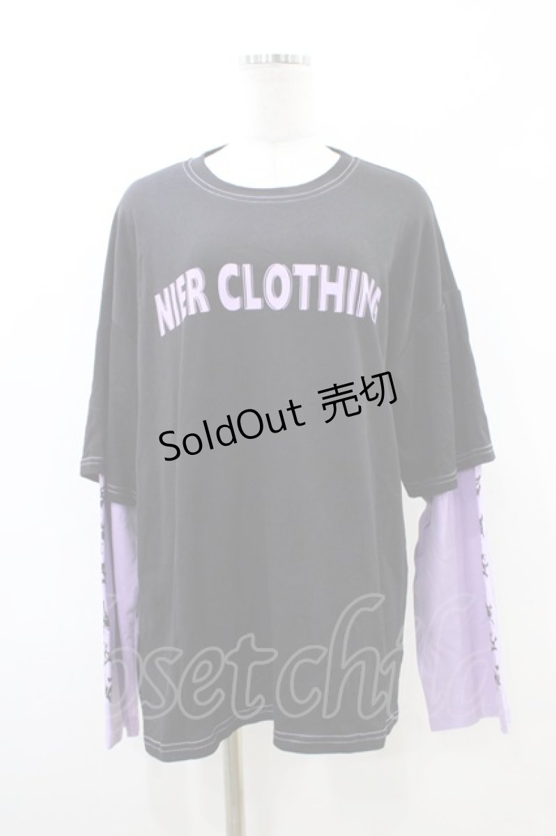 画像1: NieR Clothing / プリントレイヤードカットソー F 黒 H-26-06-17-021-PU-TO-AK-ZH (1)
