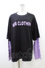 画像1: NieR Clothing / プリントレイヤードカットソー F 黒 H-26-06-17-021-PU-TO-AK-ZH (1)