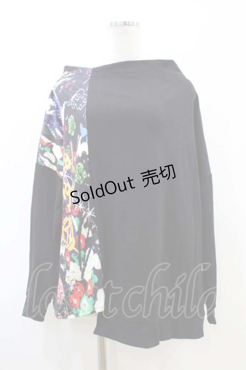 画像1: NieR Clothing / プリント切替カットソー  黒 H-26-06-17-022-PU-TO-AK-ZT340 (1)