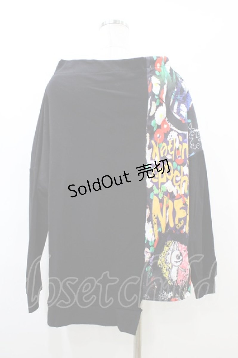 画像2: NieR Clothing / プリント切替カットソー  黒 H-26-06-17-022-PU-TO-AK-ZT340 (2)