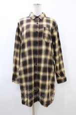 画像1: NieR Clothing / チェックシャツ  茶 H-26-06-17-031-PU-BL-AK-ZH (1)