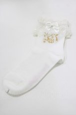 画像1: Innocent World / レース付きロゴ入りクルー丈ソックス  白 H-26-06-18-1007-IW-ZA-NS-ZH (1)