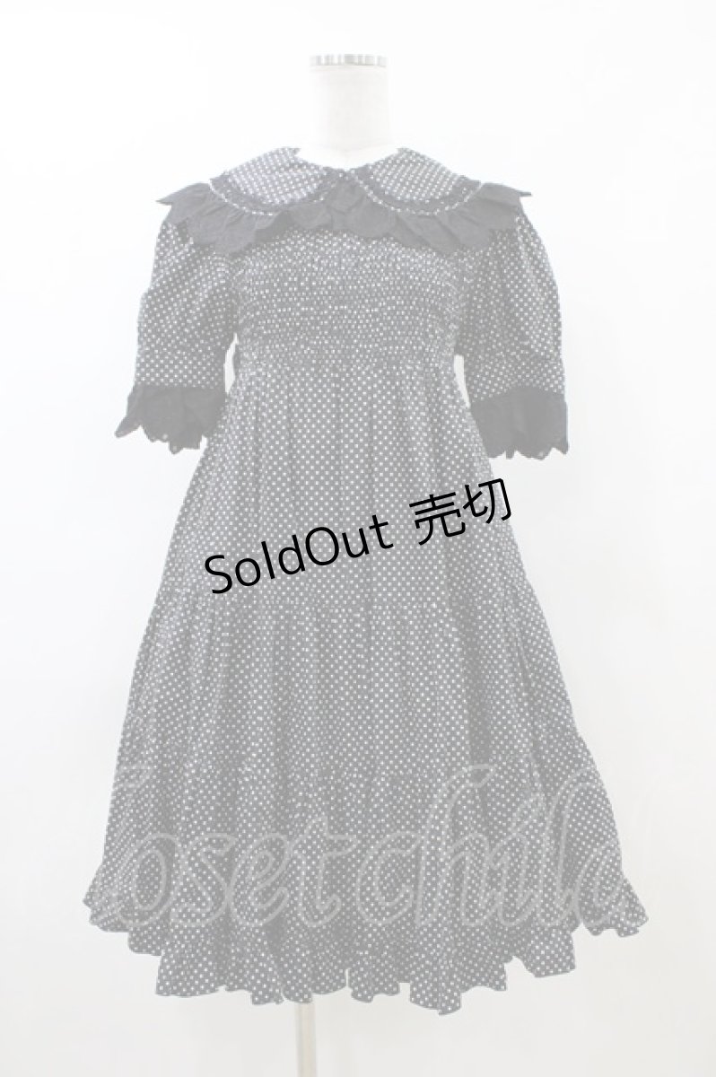 画像1: metamorphose / 水玉半袖シャーリングワンピース Free ブラック H-26-06-19-001-ME-OP-NS-ZH (1)