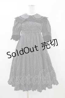 metamorphose / 水玉半袖シャーリングワンピース Free ブラック H-26
