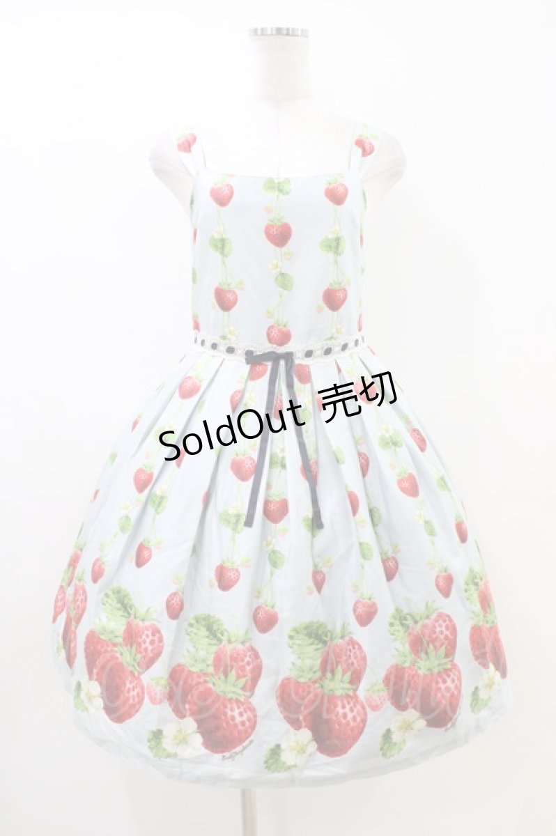 画像1: Emily Temple cute / トリプルStrawberryノースリーブワンピース M サックス H-26-06-19-028-ET-OP-NS-ZH (1)