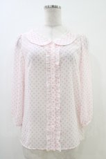 画像1: Emily Temple cute / ドットシフォンブラウス M 白/ピンク H-26-06-19-032-ET-BL-NS-ZH (1)