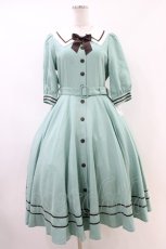画像1: Innocent World / エレノアワンピース M セラドングリーン×ショコラ/Celadon Green×Chocolat H-26-06-19-1031-IW-OP-NS-ZH (1)