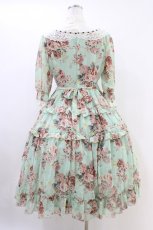 画像2: Innocent World / ローズシフォンドレス M Green x Chocolat H-26-06-19-1032-IW-OP-NS-ZH (2)