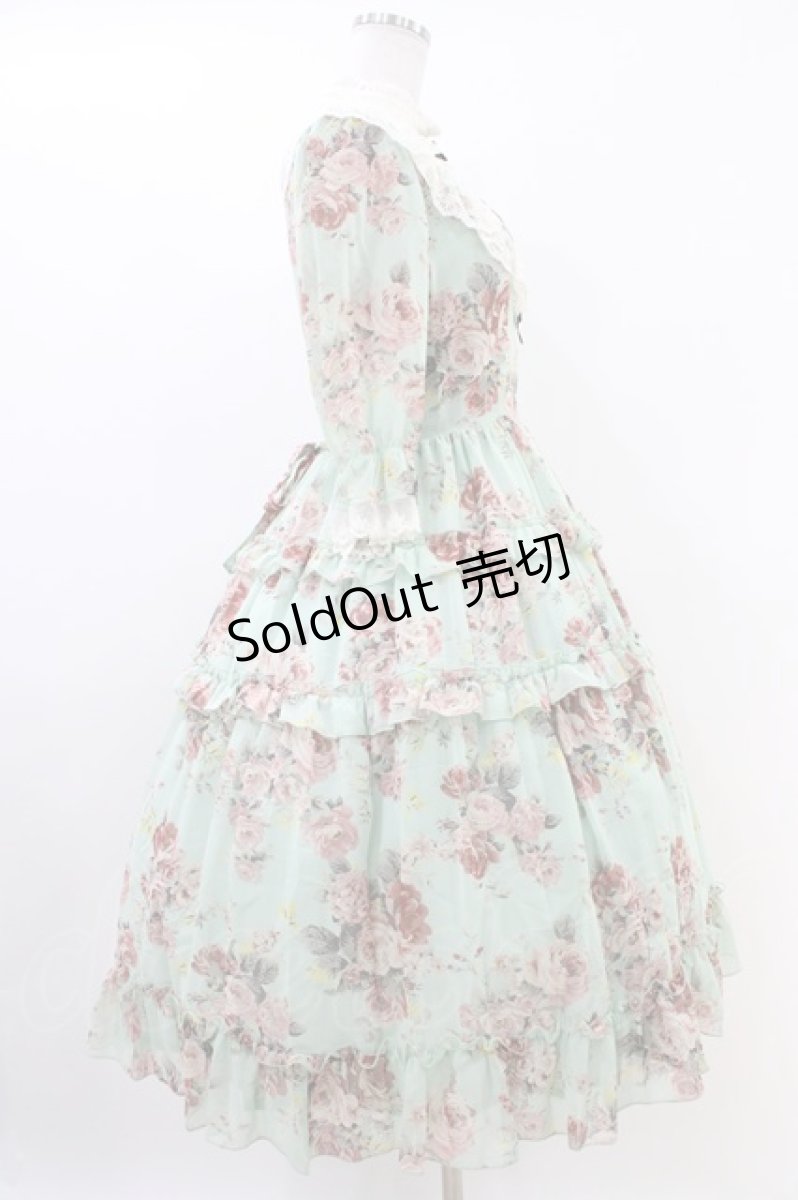 画像3: Innocent World / ローズシフォンドレス M Green x Chocolat H-26-06-19-1032-IW-OP-NS-ZH (3)
