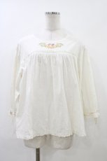 画像1: PINK HOUSE / クロスステッチロゴ刺繍入りブラウス FREE アイボリー H-26-06-19-1060-LO-BL-YZ-ZH (1)