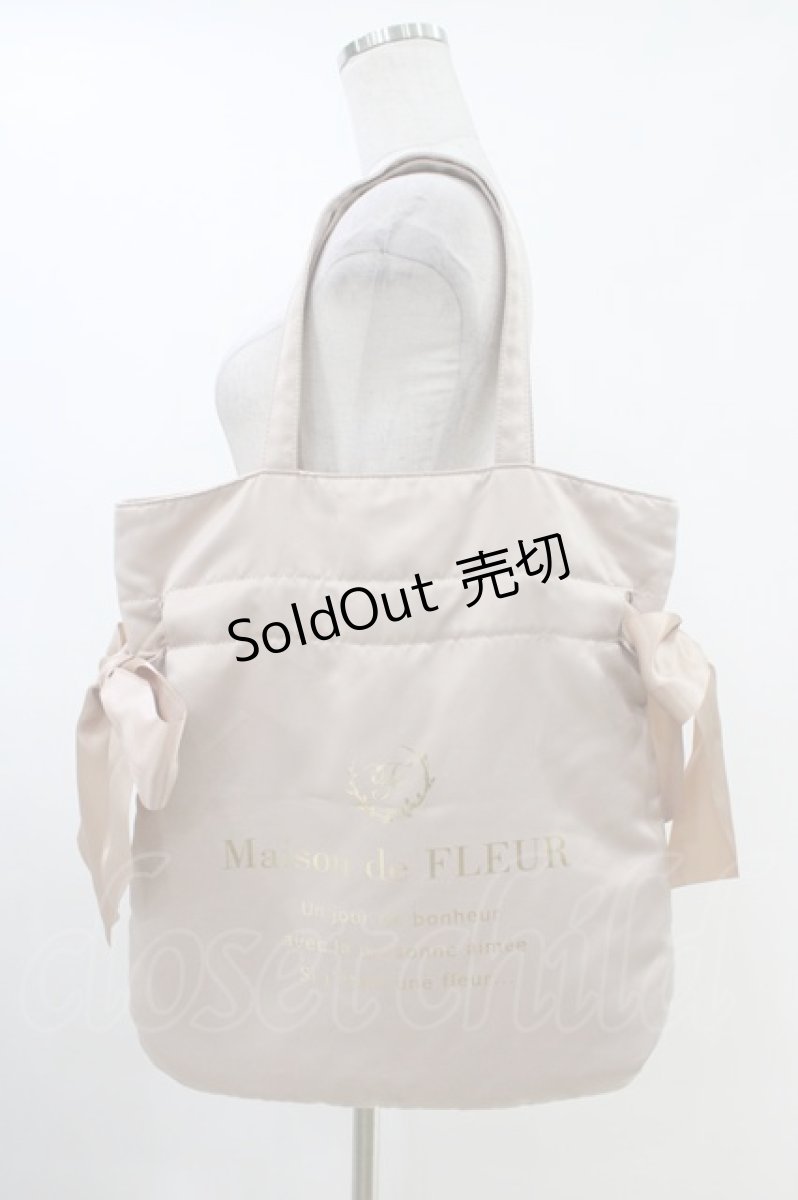 画像1: Maison de FLEUR / ダブルリボントートバッグ  ベージュ H-26-06-19-1018-LO-BG-NS-ZH (1)