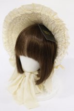画像1: Innocent World / サイド編み上げボンネット  アイボリー H-26-06-20-045-IW-AC-NS-ZH (1)