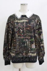 画像1: Jane Marple / Grimm stained glass sweatshirt M ブラック×オフ H-26-06-21-030-JM-TO-AK-ZH (1)