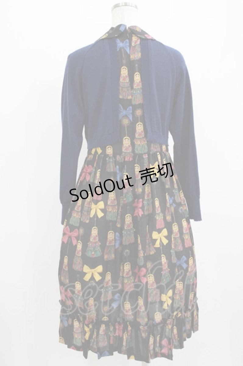 画像3: Jane Marple / Little tassel dollsトロンプルイユドレス M ネイビー×ブラック H-26-06-21-004-JM-OP-AK-ZH (3)