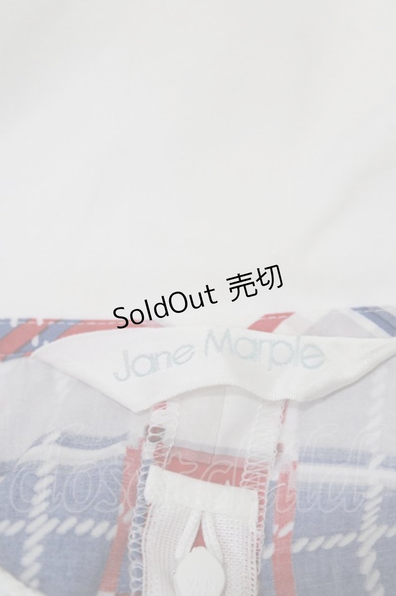 画像4: Jane Marple / Graffiti checkのワーキングドレス M オフホワイト×ネイビー×レッド H-26-06-21-005-JM-OP-AK-ZH (4)