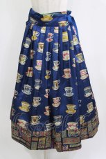 画像1: Jane Marple Dans Le Salon / Royal bone china Wrap Skirt M ブルーミックス H-26-06-21-014-JM-SK-AK-ZH (1)