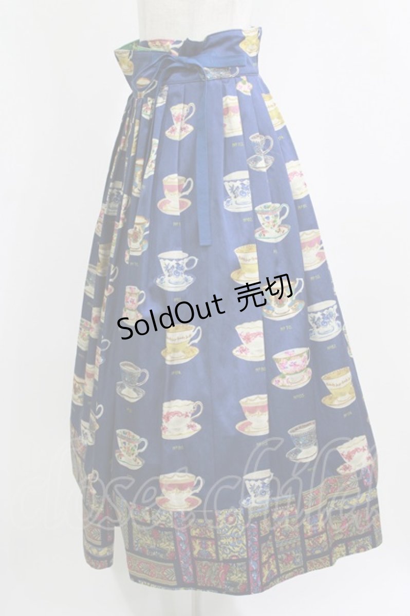画像2: Jane Marple Dans Le Salon / Royal bone china Wrap Skirt M ブルーミックス H-26-06-21-014-JM-SK-AK-ZH (2)