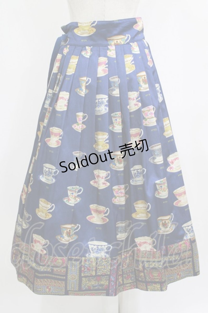 画像3: Jane Marple Dans Le Salon / Royal bone china Wrap Skirt M ブルーミックス H-26-06-21-014-JM-SK-AK-ZH (3)