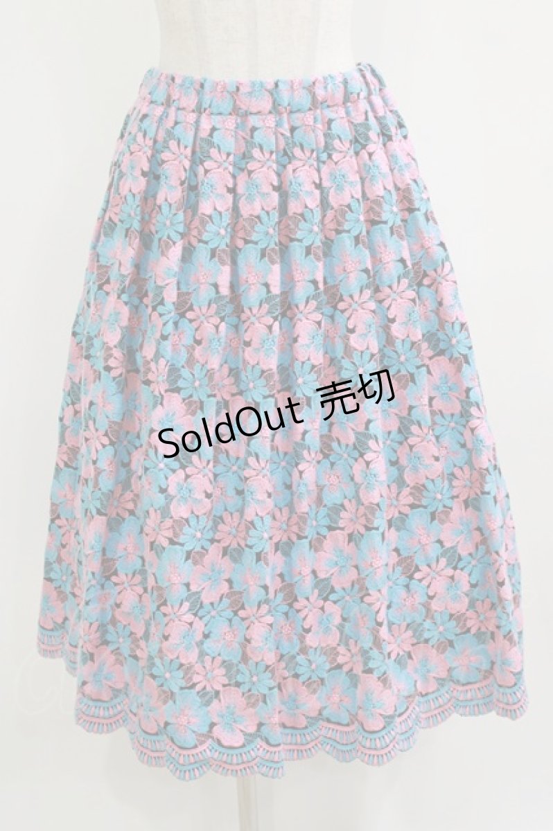 画像1: Jane Marple Dans Le Salon / Flower embroideryタックスカート M SKB×PI H-26-06-21-016-JM-SK-AK-ZH (1)