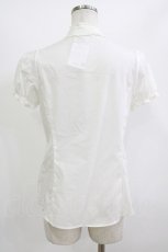 画像2: Emily Temple cute / チュールフリルハイネック半袖ブラウス M オフ H-26-06-22-052-ET-BL-AK-ZH (2)